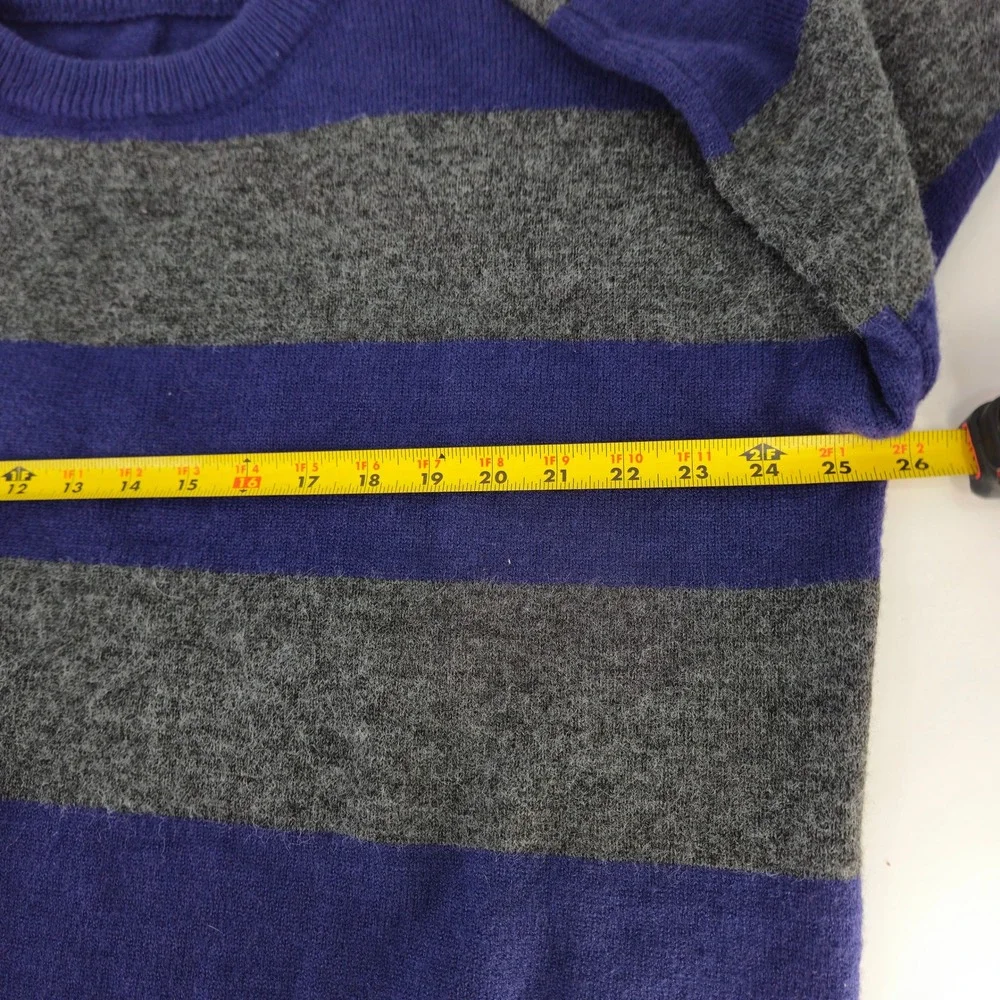 Vintage‎ 90s Striped Pullover Sweater Blue Gray Long Sleeve Crew Neck Knit Large